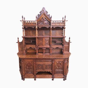 Credenza antica in legno di olmo intagliato a mano, Meiji, XX secolo