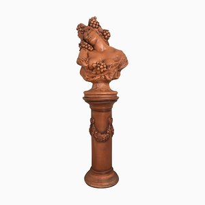 19th Century Spectacular Clay Goddess of Summer in a Matching Pedestal