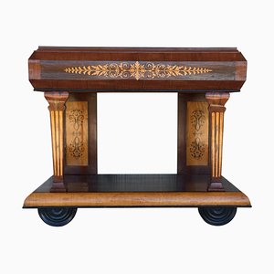 French Empire Marquetry Console Table in Rosewood and Maple, 1830s