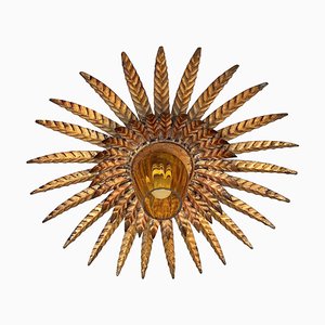 Mid-Century Sunburst Deckenleuchte mit Glastulpe