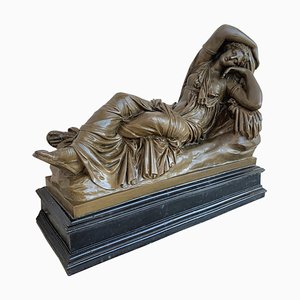 Tuscan Neoclassical Style Bronze Sculpture of Relaxed Woman, Italy