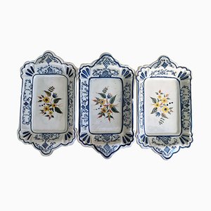 Schalen aus blauer und gelber Keramik, 20. Jh., Spanien, 3er Set