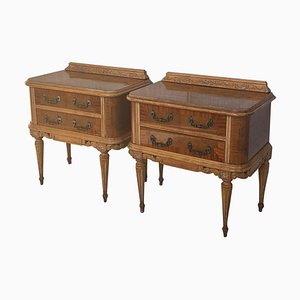 Tables de Chevet Art Nouveau avec Deux Tiroirs, France, 20ème Siècle, Set de 2