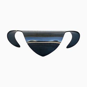 Mid-Century Sculptural Curved Blue Glass Table