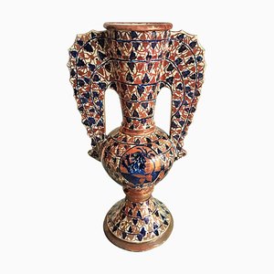 18th Spanish Century Glazed Alhambra Majolica Amphora Vase