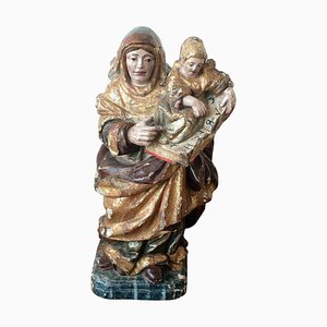 Sainte Anne Sculptée et Peinte Polychrome, Espagne, 16ème Siècle