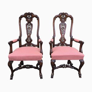 Fauteuils Style Queen Anne en Broussin de Noyer, 1940s, Set de 2