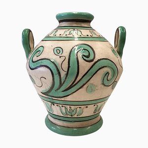 20th Century Spanish Glazed Urn with Two Handles