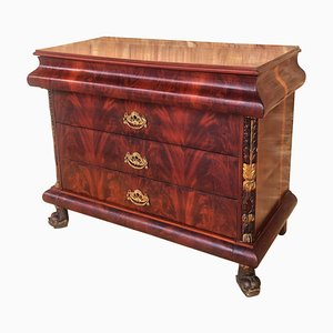 French Mahogany Chest with Four Drawers and Gilded Edges, 1830s