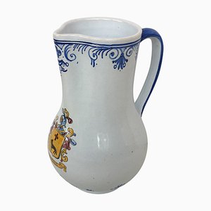 Glasierter Krug aus Steingut in Blau & Weiß, 20. Jh. Von Talavera