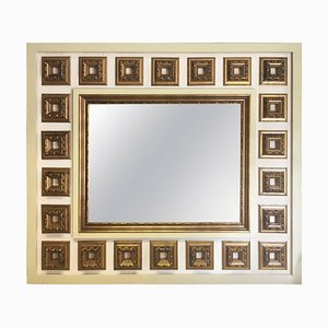 Large Gilded and White Cream Mirror, 1930s
