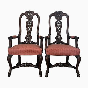 Fauteuils Style Queen Anne en Broussin de Noyer, 1940s, Set de 2