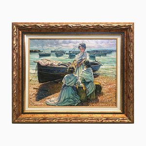 Óleo sobre lienzo español, mar, siglo XX, González Alacreu