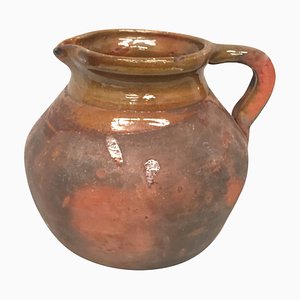 19th Century Spanish Stoneware Terracotta Jug or Pot with Handle