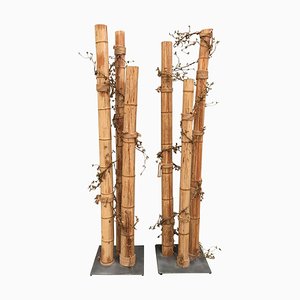20th Century Asian Decorated Columns with Vines, Set of 2