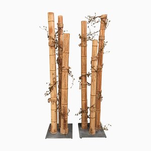 Colonnes Décorées avec Vignes, Asie, 20ème Siècle, Set de 2