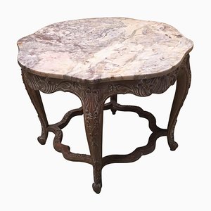 20th Century Spanish Side Table with Siena Marble and Carved Base by Mariano Garcia