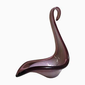 Escultura de cisne morada de cristal de Murano, siglo XX