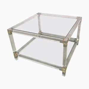 Mid-Century Square Acrylic Glass Coffee Table