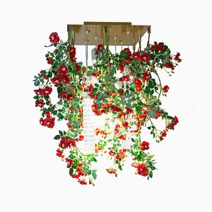 Lámpara de araña Flower Power con rosas rojas de Vgnewtrend, Italia
