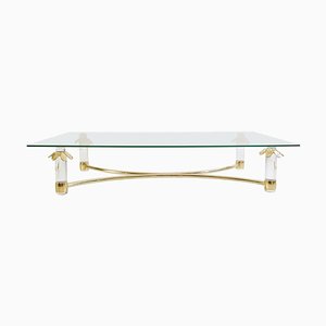Rectangular Glass Coffee Table with Bronze and Acrylic Glass Frame, Italy, 1980s