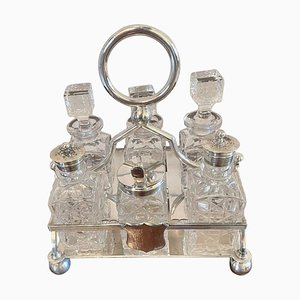 Antique Silver Plated Cruet Set, Set of 7