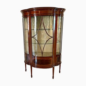 Antique Edwardian Inlaid Mahogany Shaped Display Cabinet