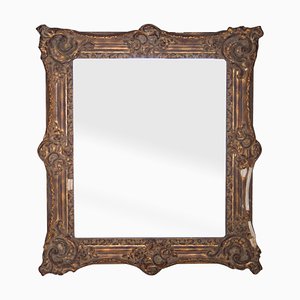 Rectangular Gold Hand Carved Wooden Mirror, Spain, 1970s