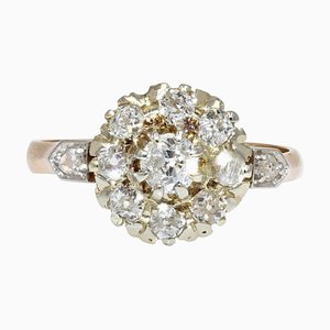 19th Century Diamonds 18 Karat Yellow Gold Engagement Daisy Ring