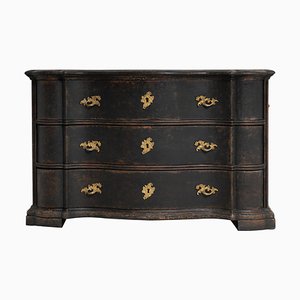 Mid 18th Century Swedish Black Late Baroque Chest of Drawers