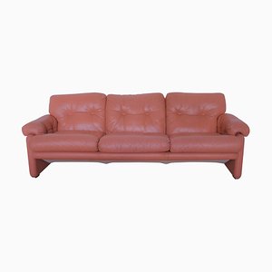 Coronado Salmon Pink Leather Three-Seater Sofa by Tobia Scarpa