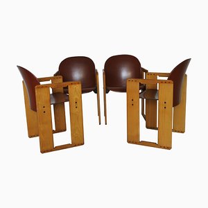 Dialogo Stühle aus Braunem Leder von Tobia Scarpa für B&B Italia, 1970er, 4er Set