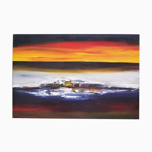 Sunset Landscape, 2000s, Canvas Painting