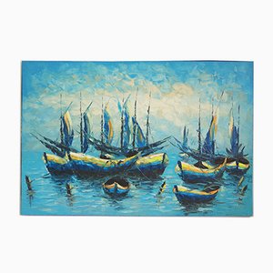 Boats on Water, 2000s, Canvas Painting