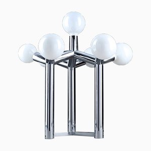 Sculptural Table Lamp in Chrome and White Glass by J. T. Kalmar, Vienna, 1970s