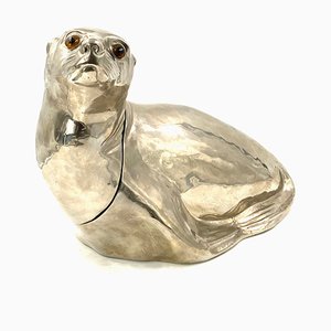 Cubitera o cubitera Seal bañada en plata de Franco Lapini, años 70, Italia