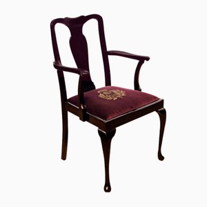 Ebonised Carver Chair in Little Thistle Velvet by Timorous Beasties