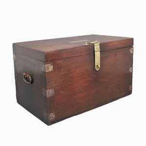 19th Century Teak and Brass Bound Campaign Trunk