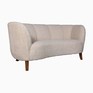 Dänisches 2,5-Sitzer Sofa aus Lammwolle, 1940er