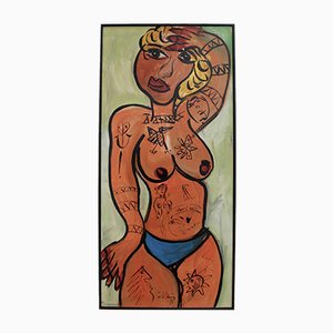 Woman With Tattoos, Peter Robert Keil, 1985, Oil on Board
