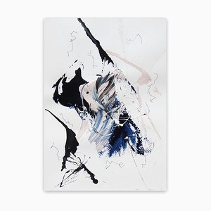 Terciopelo azul 3, Obra abstracta en papel, 2020