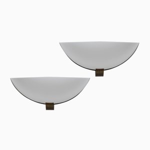 Art Deco Sconces in Brass and Acrylic Glass, Set of 2