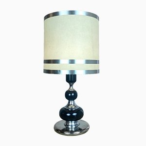 Mid-Century Italian Chrome and Wood Table Lamp