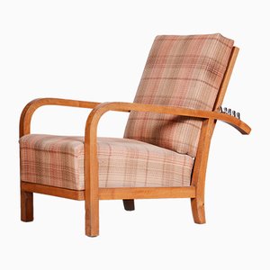 Brown Pattern Walnut Art Deco Positioning Chair, 1930s