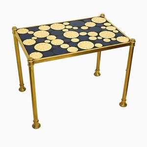 Tavolino da caffè e vassoio con mosaico in metallo dorato