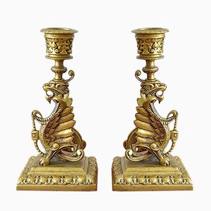 Couple Scandinavian Empire Candlesticks, 1870, Set of 2