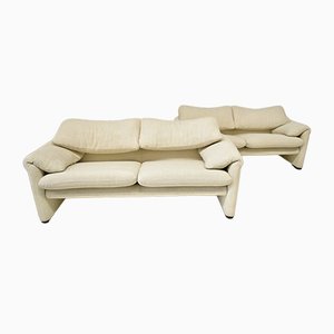 Vintage Maralunga Sofa Set by Vico Magistretti for Cassina, Set of 2