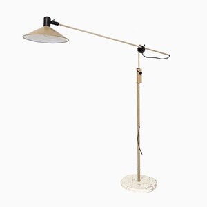 Mid-Century Italian Floor Lamp in Lacquered Metal and Marble Base from Stilnovo, 1980s