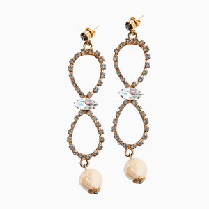 Pearls and Topaz Earrings, 1970s, Set of 2