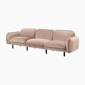 Divano a tre posti Bean in velluto beige di Emko